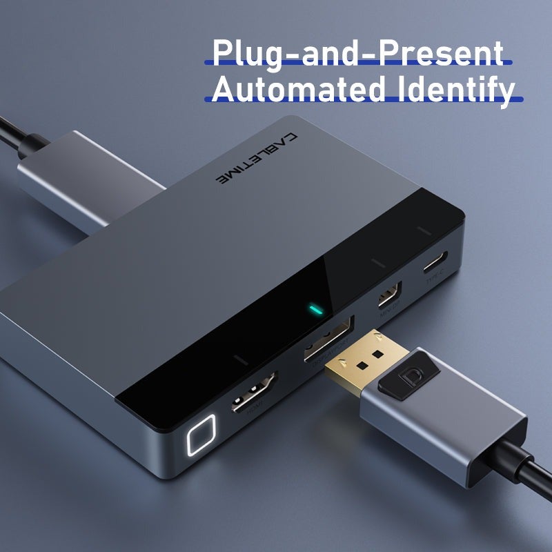 كابل تايم محول HDMI رباعي في واحد بدقة 4K@60Hz - محول تلقائي من USB-C / HDMI / DP / MINI DP إلى HDMI - Image 5